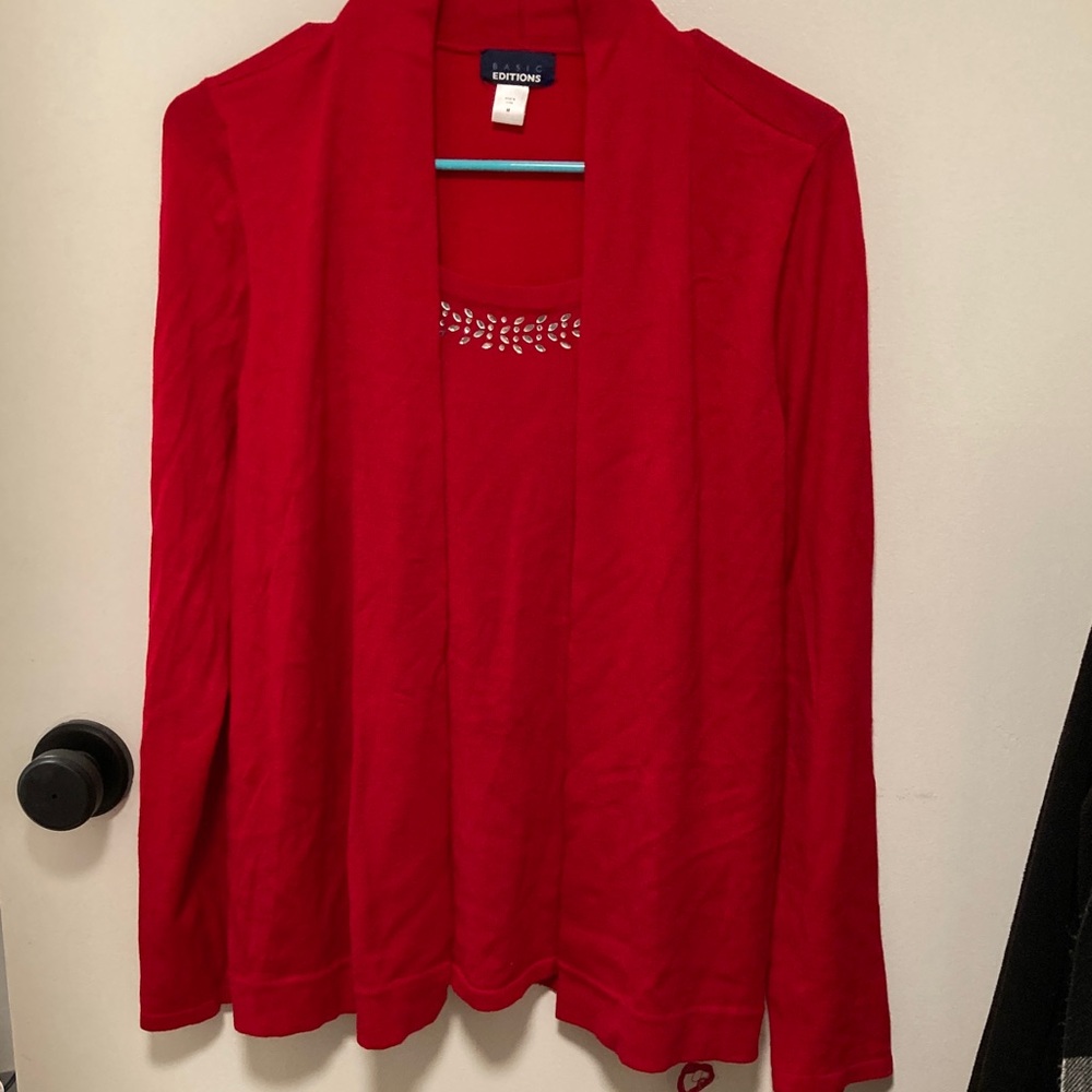 NWOT Red Embellished Open Cardigan - Editions